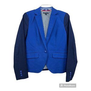 Tommy Hilfiger Women Blazer Jacket‎ Sz 4 Color Block Blue Preppy Career Classic
